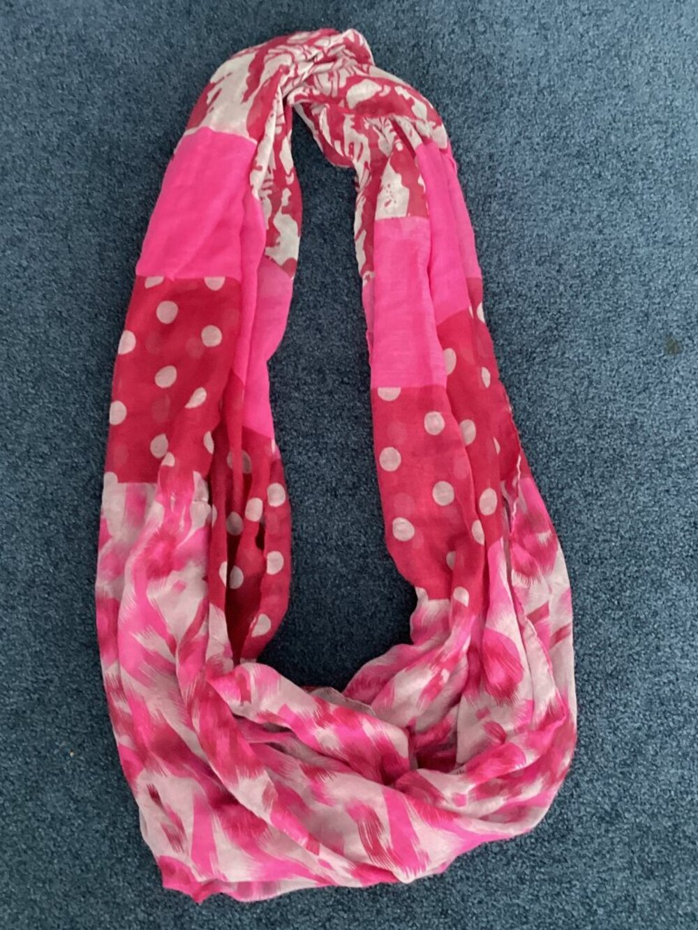 Olsenboye Pink Maroon Gray Infinity Scarf